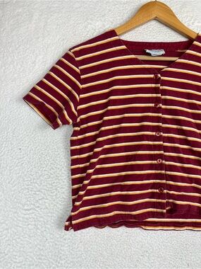 Just clothes stripe button tee